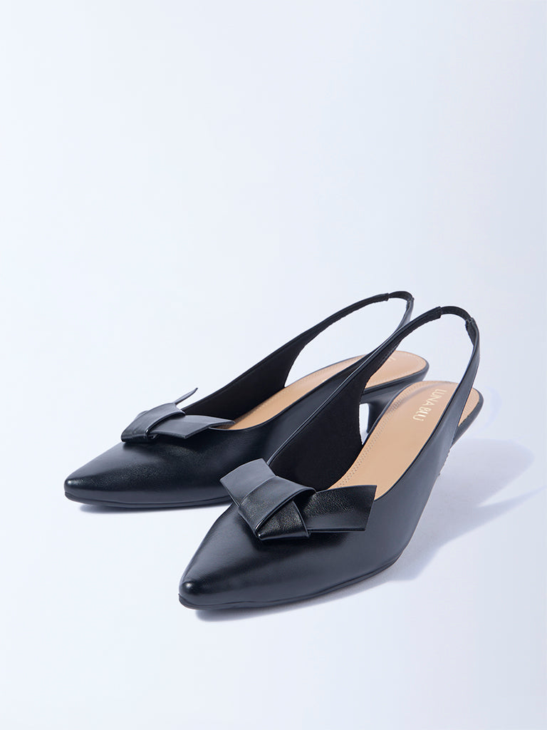 LUNA BLU Black Bow Detailed Slingback Mules - Image 3