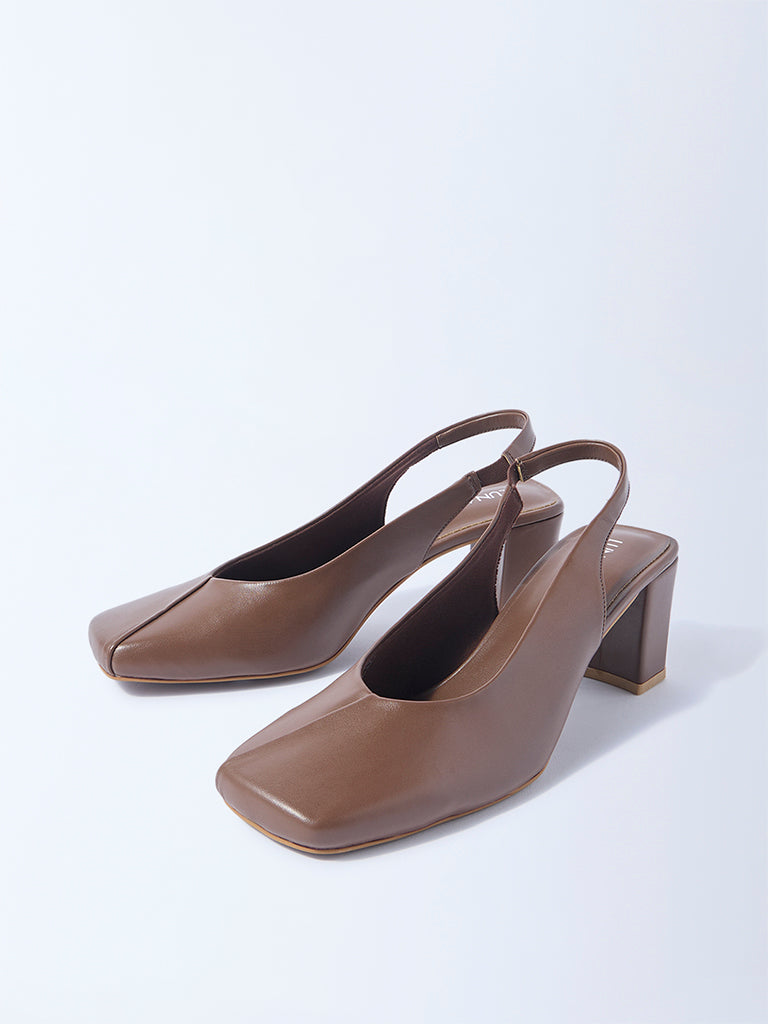 LUNA BLU Brown Block-Heel Slingback Mules - Image 2