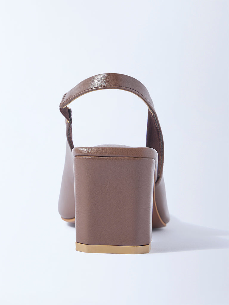 LUNA BLU Brown Block-Heel Slingback Mules - Image 3