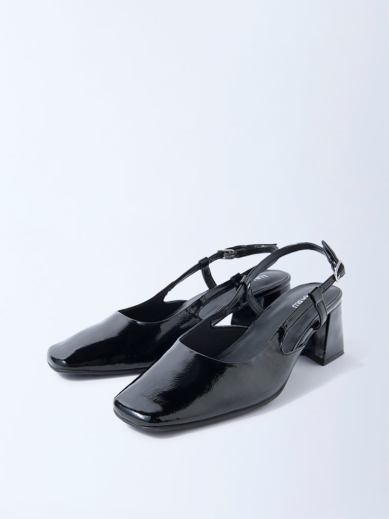 LUNA BLU Black Slingback Block-Heel Mules - Image 2