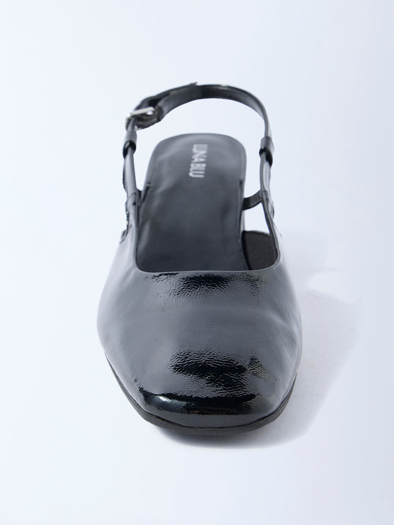 LUNA BLU Black Slingback Block-Heel Mules - Image 3
