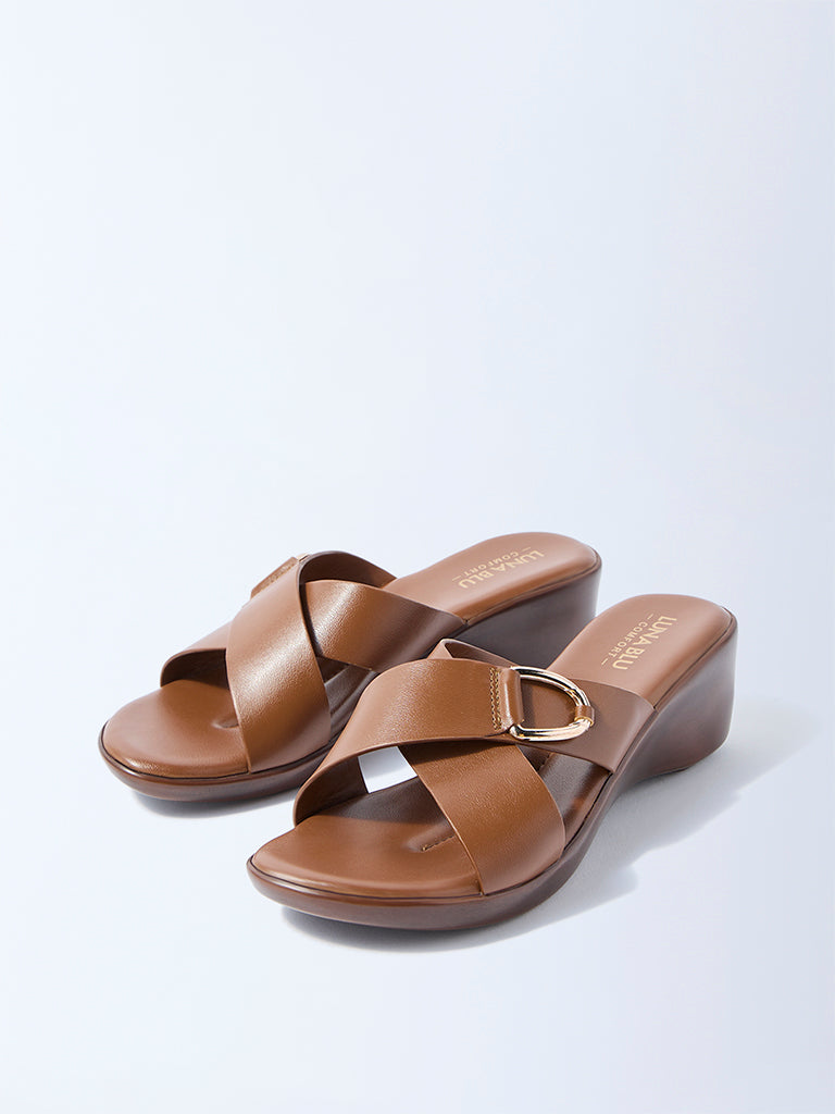 LUNA BLU Brown Wedge Sandals - Image 2