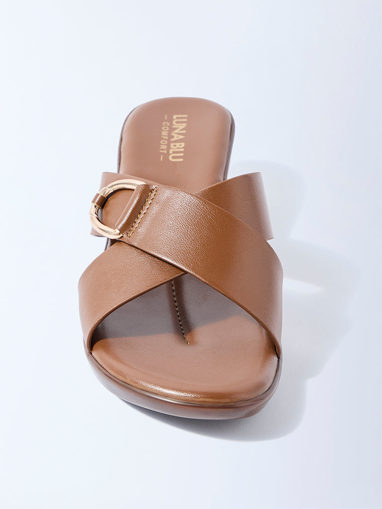 LUNA BLU Brown Wedge Sandals - Image 3