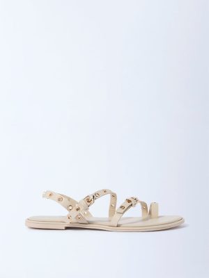 LUNA BLU Ivory Eyelet-Detailed Sandals