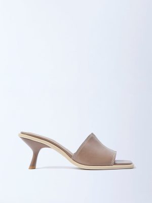 LUNA BLU Taupe Kitten Heel Sandals
