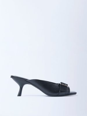 LUNA BLU Black Kitten Heel Sandals