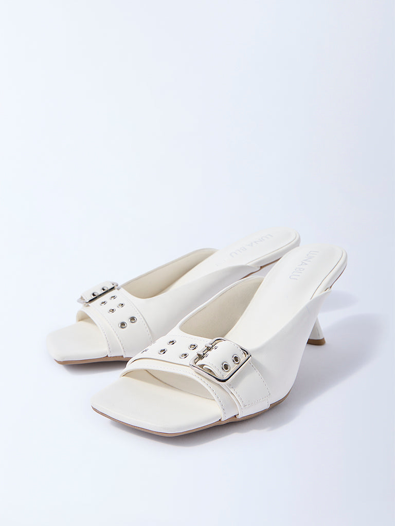 LUNA BLU White Kitten Sandals - Image 2