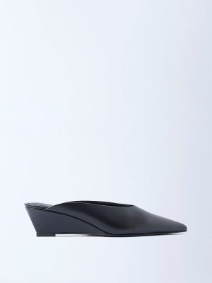 LUNA BLU Black Wedge-Heel Mules