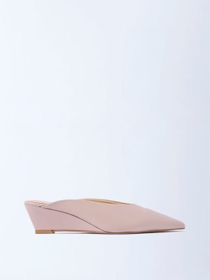LUNA BLU Blush Pink Wedge-Heel Mules