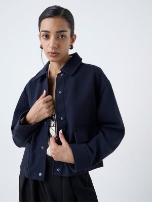 Wardrobe Navy Solid Jacket