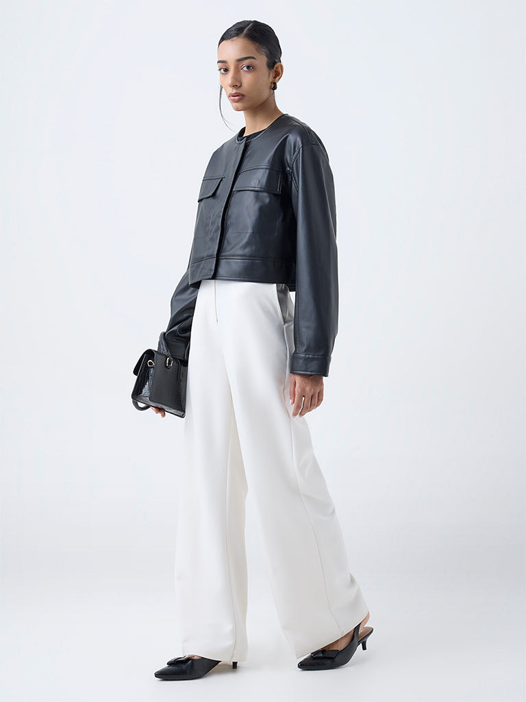 Wardrobe Black Faux Leather Jacket - Image 2