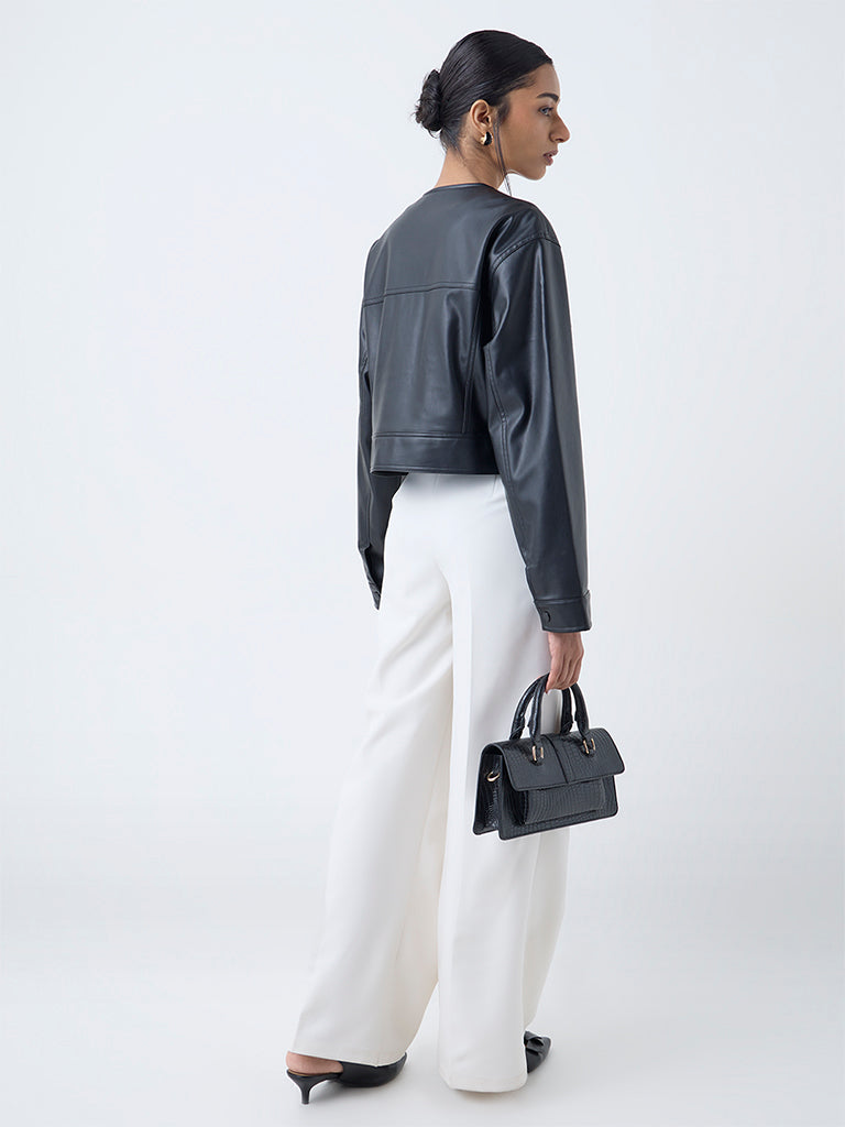 Wardrobe Black Faux Leather Jacket - Image 4