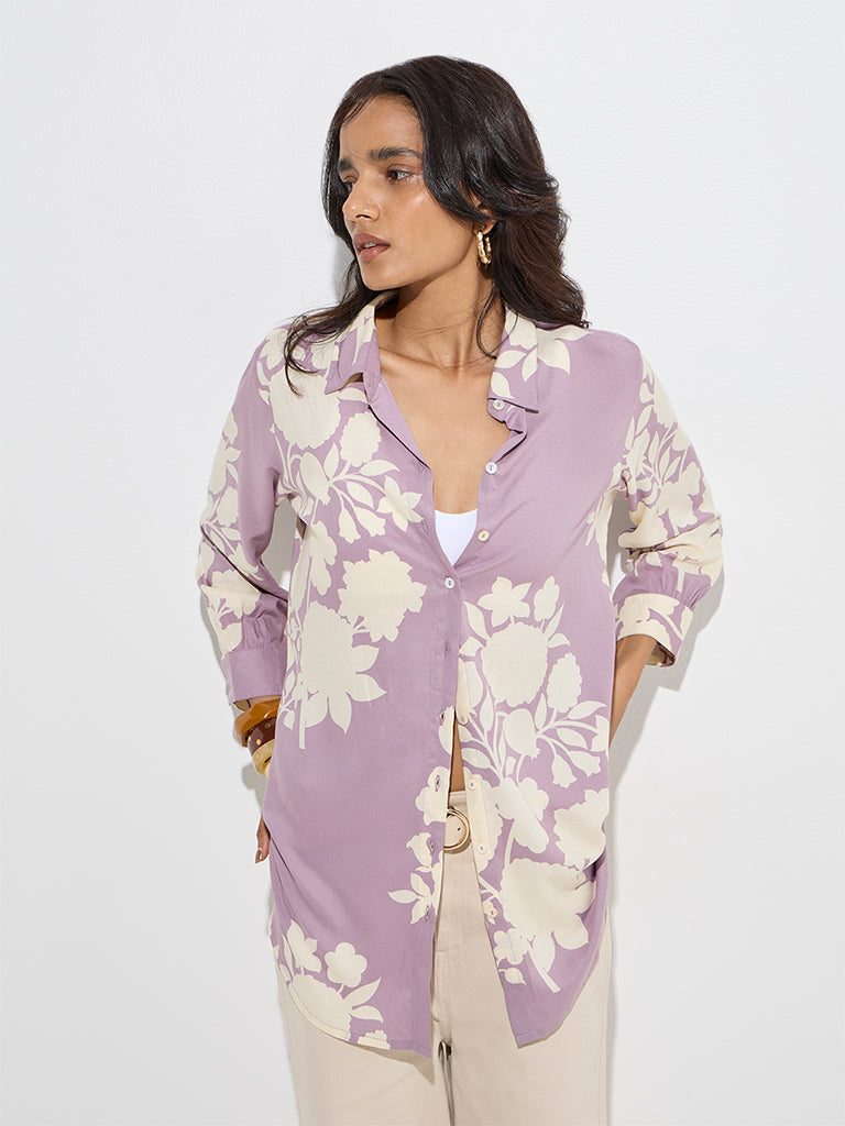 Utsa Lilac Floral Design Tunic