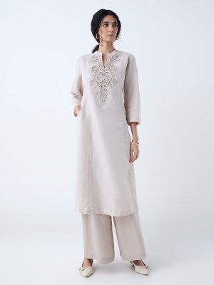 Zuba Taupe Solid Palazzos