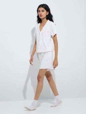 Superstar White Hearts Printed Cotton-Blend Shirt