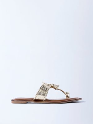 LUNA BLU Gold Kolhapuri Sandals