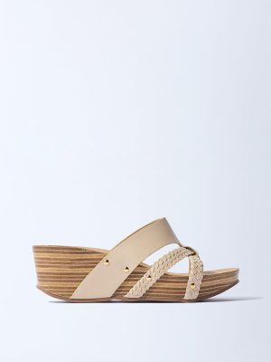 LUNA BLU Beige Multi-Strap Wedge Sandals