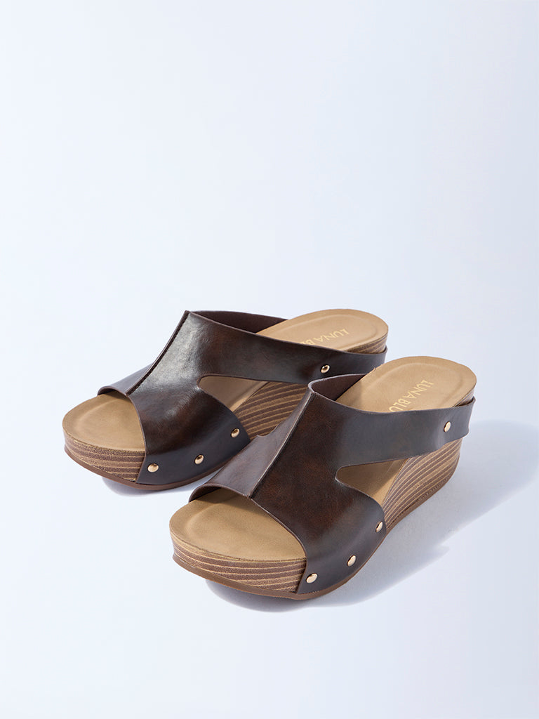 LUNA BLU Brown Wedge-Heel Sandals - Image 2