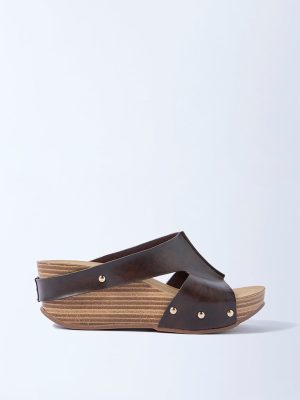 LUNA BLU Brown Wedge-Heel Sandals