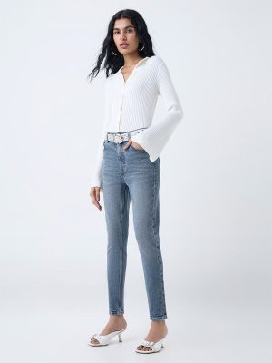 Nuon Blue Slim-Fit High-Rise Jeans