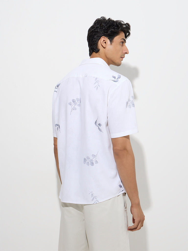 Ascot White Leaf Patterned Relaxed-Fit Shirt - Image 4