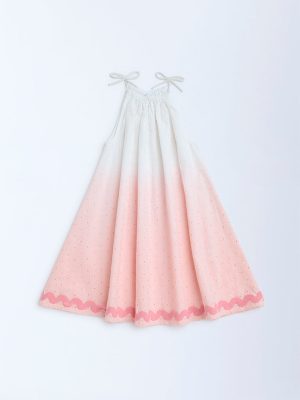 HOP Kids Pink Ombre-Finish Cotton A-Line Dress