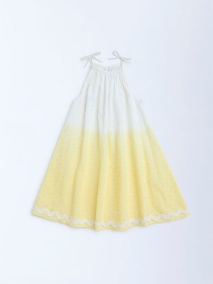 HOP Kids Yellow Ombre-Finish Cotton A-Line Dress