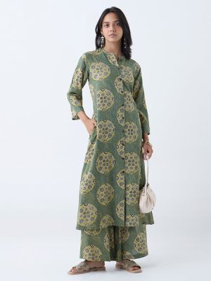 Utsa Sage Printed A-Line Kurta