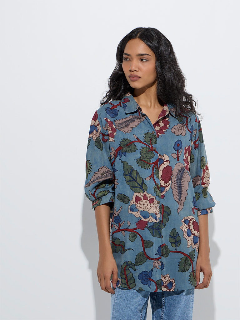 Utsa Blue Foliage-Inspired Tunic - Image 2