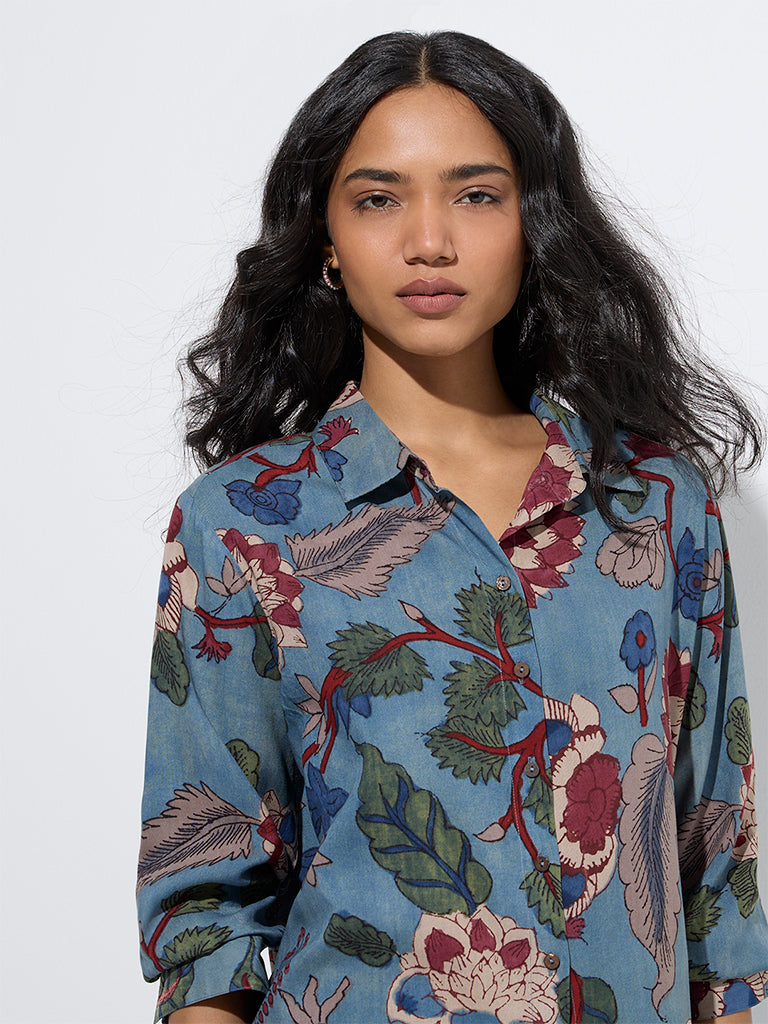 Utsa Blue Foliage-Inspired Tunic - Image 3