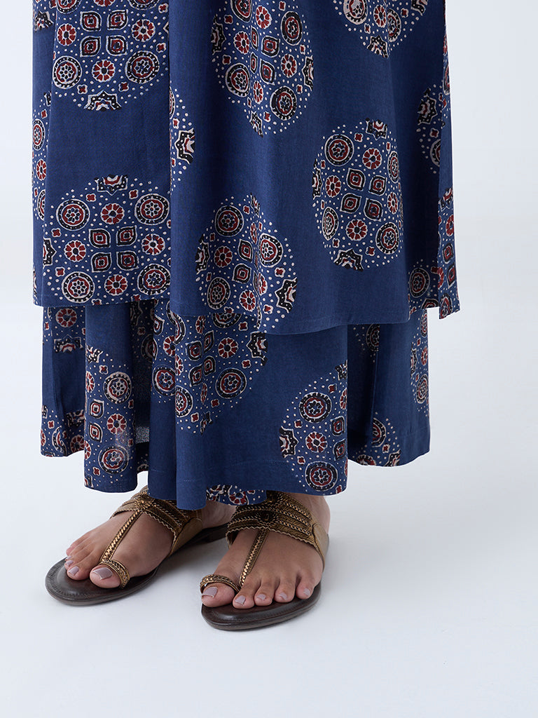 Utsa Indigo Printed Palazzos - Image 3