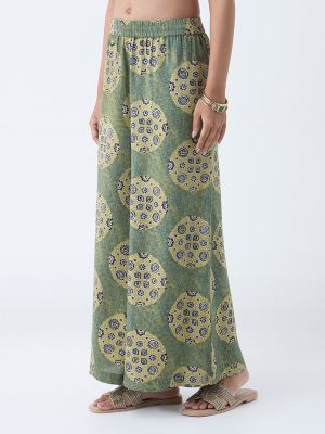 Utsa Sage Printed Palazzos