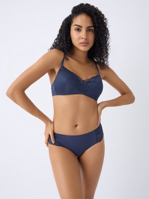 Wunderlove Indigo Floral Lace Detailed Padded Bra