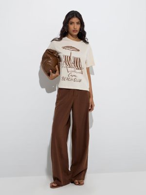 LOV Beige Beach-Inspired Cotton T-Shirt