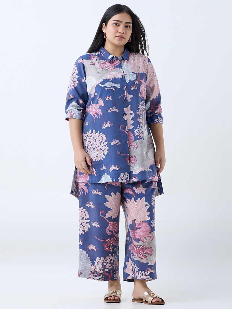 Diza Blue Forest-Themed Ethnic Pants - Image 2