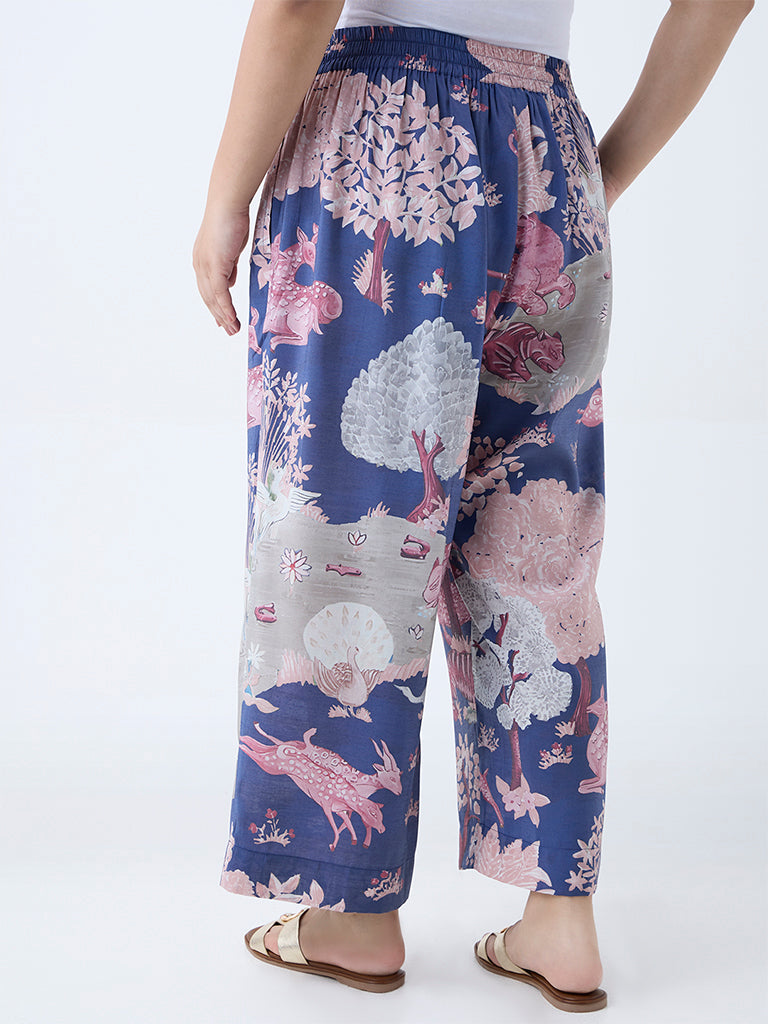 Diza Blue Forest-Themed Ethnic Pants - Image 4