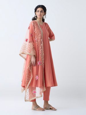 Vark Orange Anarkali Ethnic Set
