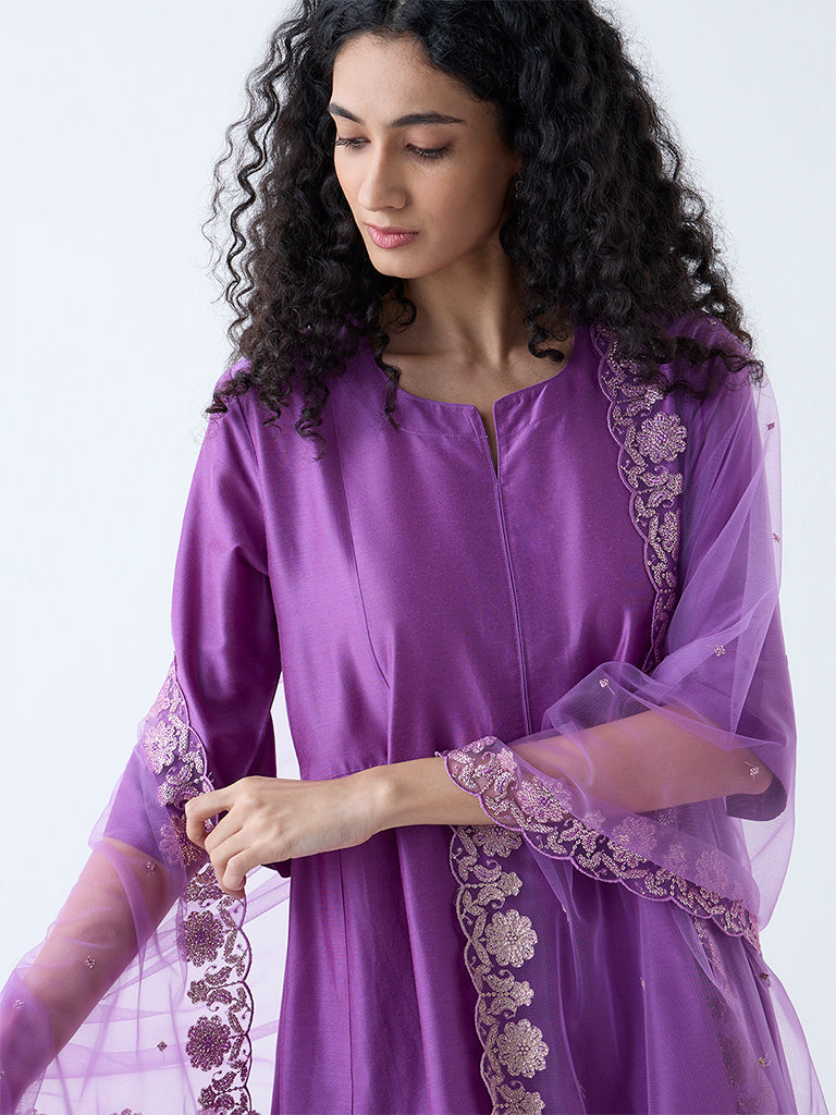 Vark Purple Anarkali Ethnic Set - Image 3