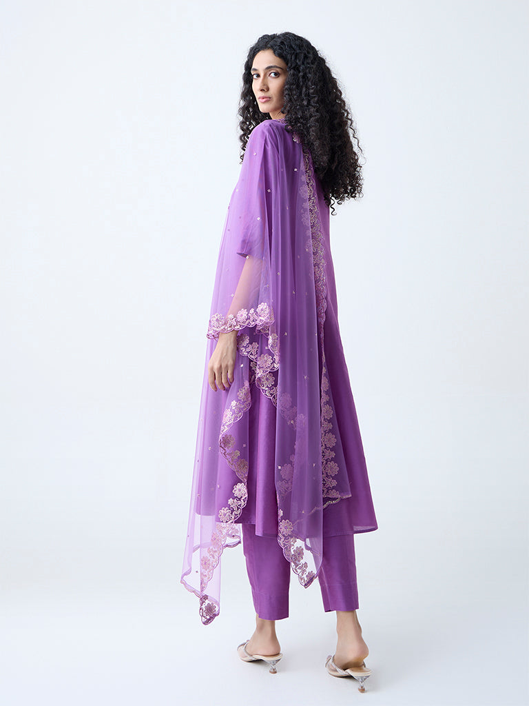 Vark Purple Anarkali Ethnic Set - Image 4