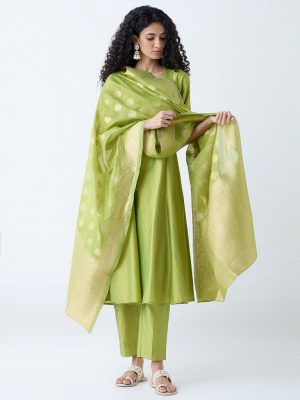 Vark Lime Anarkali Ethnic Set