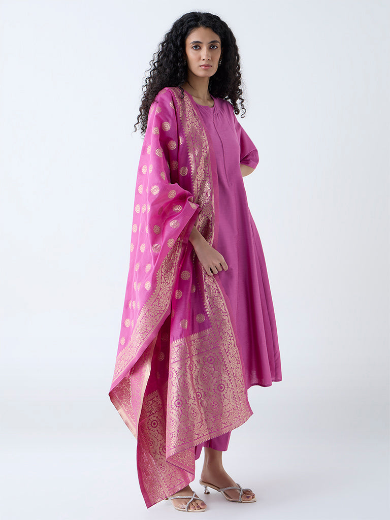 Vark Magenta Anarkali Ethnic Set