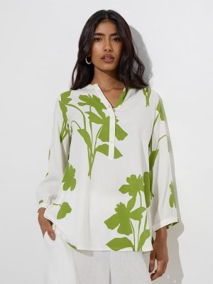 Utsa Green Botanical Printed Tunic