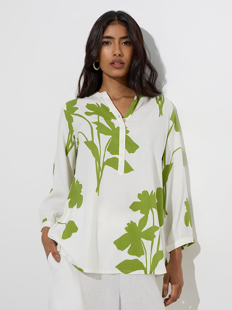 Utsa Green Botanical Printed Tunic