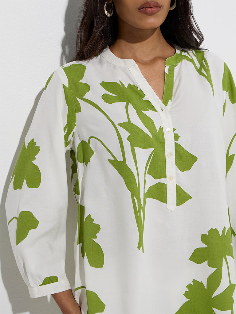 Utsa Green Botanical Printed Tunic - Image 3