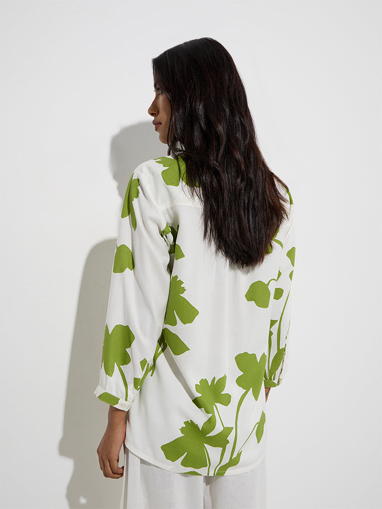 Utsa Green Botanical Printed Tunic - Image 4