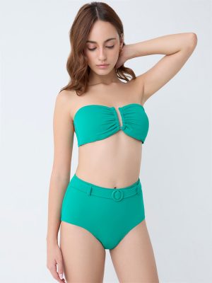 Wunderlove Swimwear Green Padded Bandeau Bra
