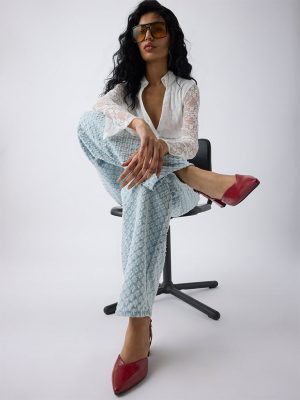 LUNA BLU Red Slingback Block-Heel Mules