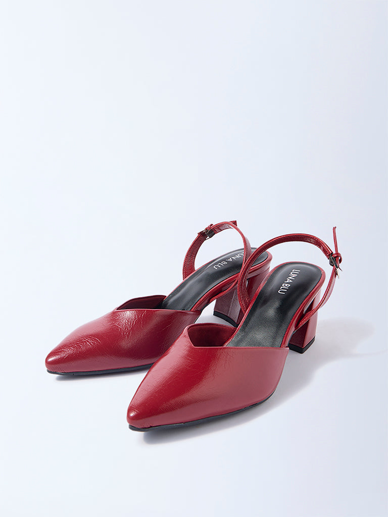 LUNA BLU Red Slingback Block-Heel Mules - Image 4