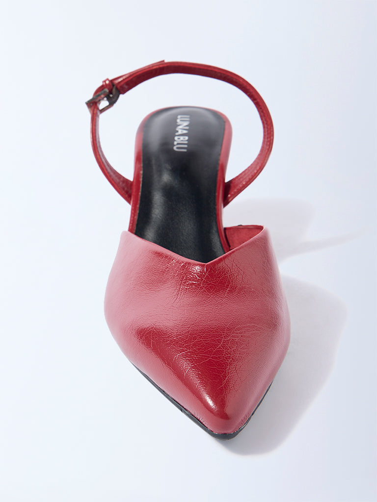 LUNA BLU Red Slingback Block-Heel Mules - Image 5