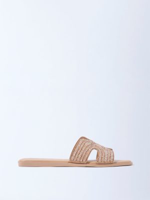 LUNA BLU Rose Gold Embellished Slides